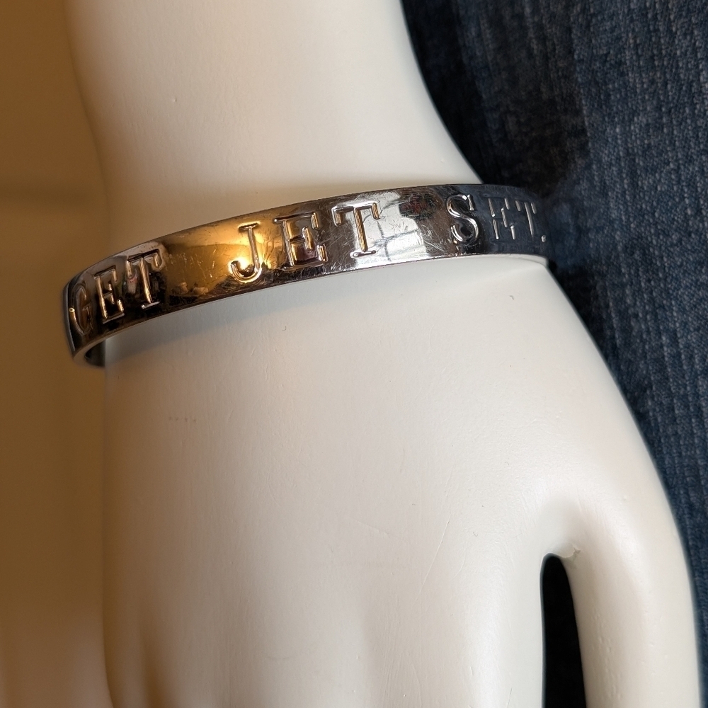 Kate Spade Quick as a Wink Bangle Silver Plated On Your Mark Get Jet Set Go!